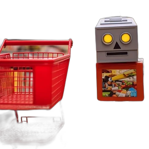 robot, 3d render, grocery, store transparent PNG cut-out