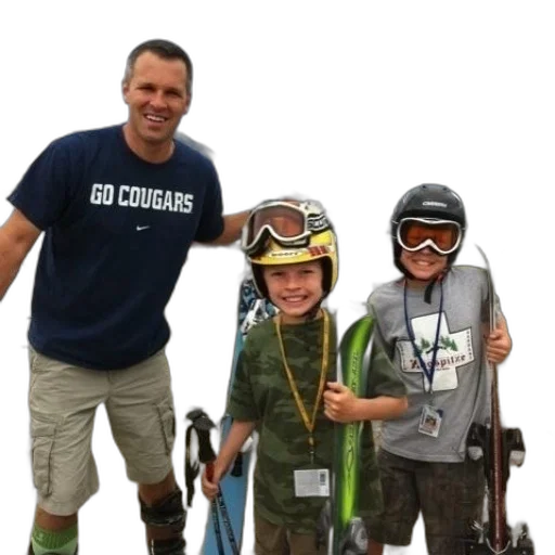 man, two, children, pose transparent PNG cut-out
