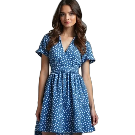 dress, blue, rachel, dot transparent PNG cut-out