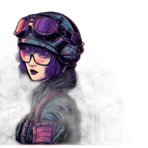 jacket, face, cyberpunk, concept art transparent PNG cut-out