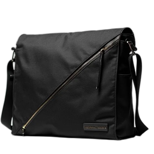 black, canvas, messenger, bag transparent PNG cut-out