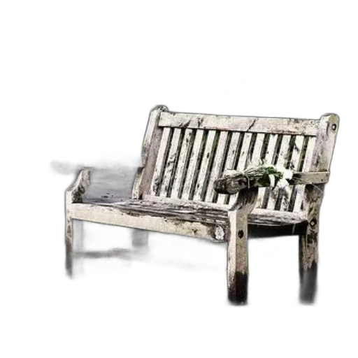 furniture, photorealistic, 3d render, weathered transparent PNG cut-out