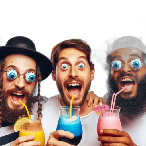 three, men, wearing, quirky transparent PNG cut-out