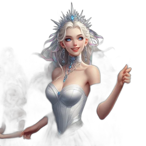 dress, crown, staff, fantasy art transparent PNG cut-out