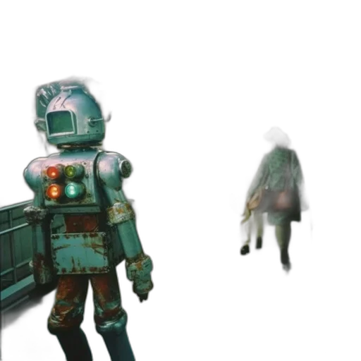 robot, creature, jacket, weapon transparent PNG cut-out
