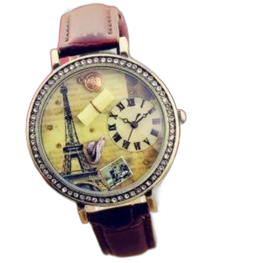 jewelry, vintage-style, watch, brown transparent PNG cut-out