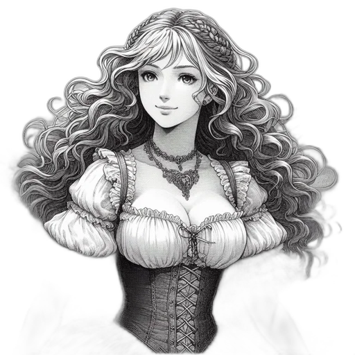 dress, crown, fantasy art, pencil sketch transparent PNG cut-out