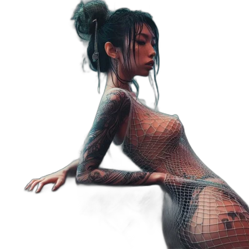 dress, fantasy art, concept art, cyberpunk transparent PNG cut-out