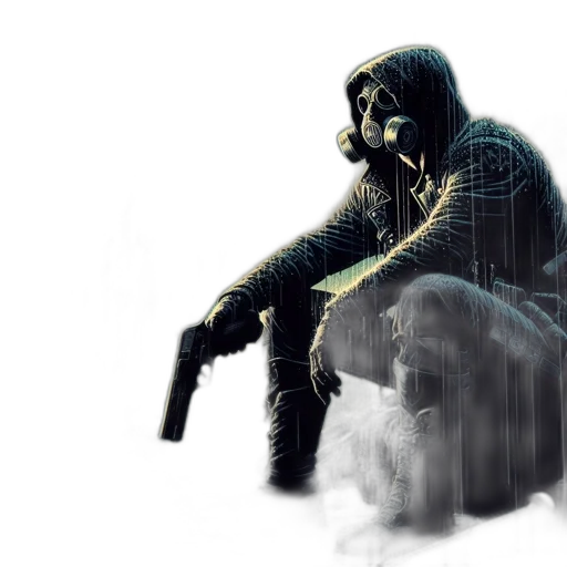 jacket, weapon, mask, concept art transparent PNG cut-out