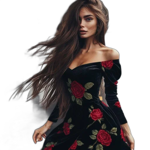 dress, hair, flower, jacket transparent PNG cut-out