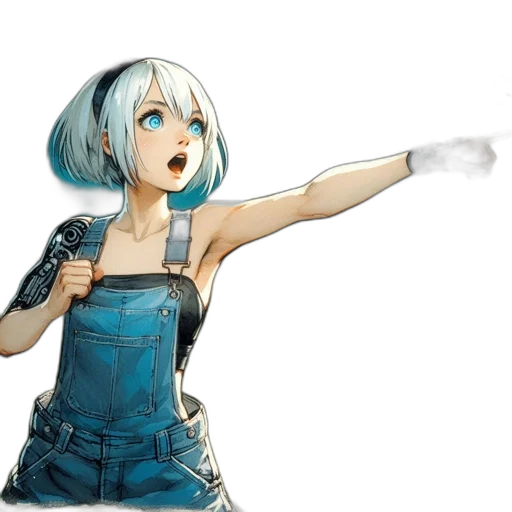 dress, weapon, staff, robot transparent PNG cut-out