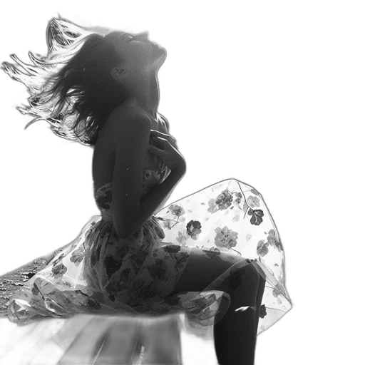 dress, flower, shoes, hair transparent PNG cut-out