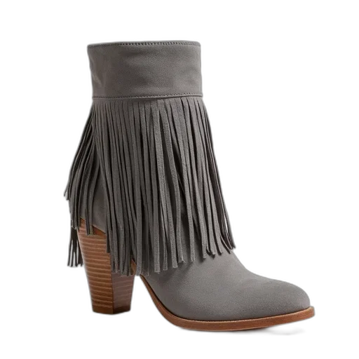 shoes, gray, sued, fringe transparent PNG cut-out