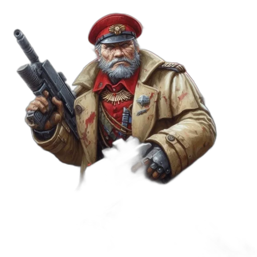 weapon, staff, jacket, hat transparent PNG cut-out