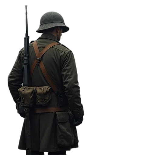 weapon, jacket, hat, staff transparent PNG cut-out