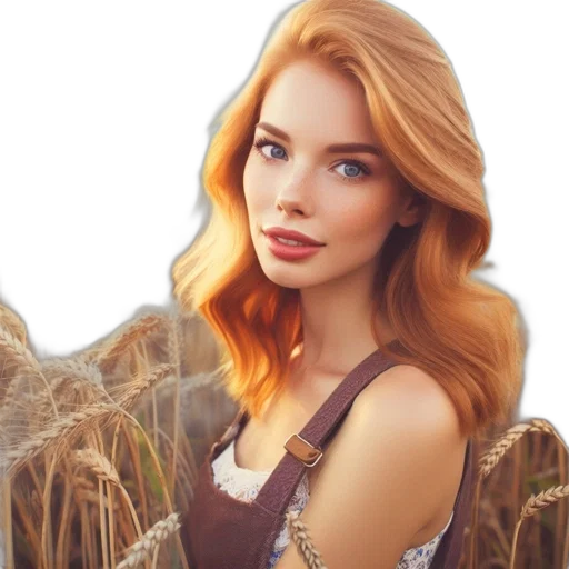 hair, face, jewelry, dress transparent PNG cut-out