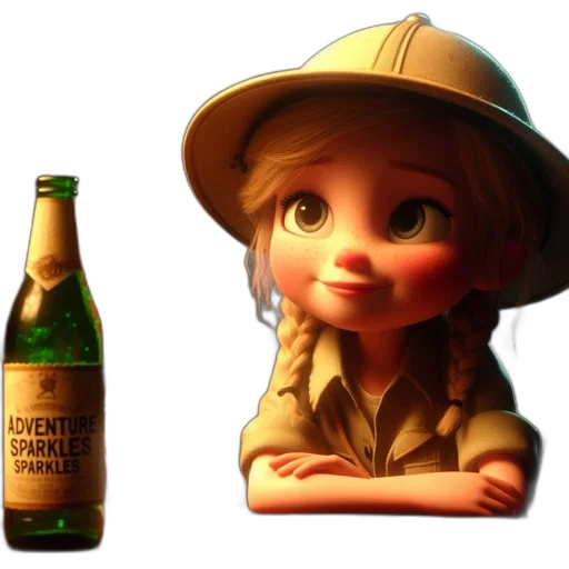 bottle, hat, food, 3d render transparent PNG cut-out
