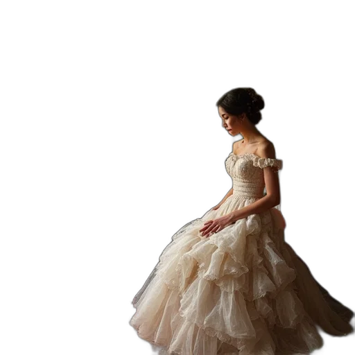 dress, crown, jewelry, photorealistic transparent PNG cut-out