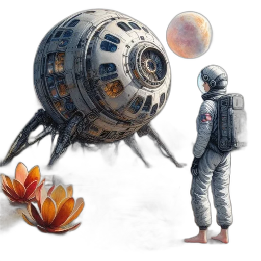 robot, creature, flower, concept art transparent PNG cut-out