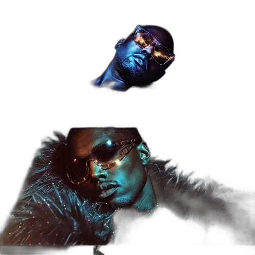 jacket, face, concept art, cyberpunk transparent PNG cut-out