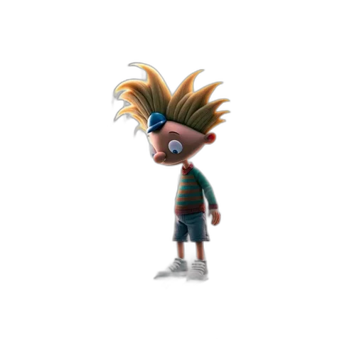 hair, creature, jacket, staff transparent PNG cut-out