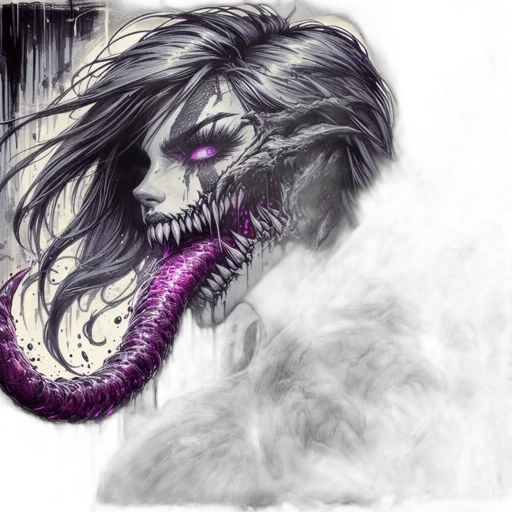 dragon, creature, hair, mask transparent PNG cut-out