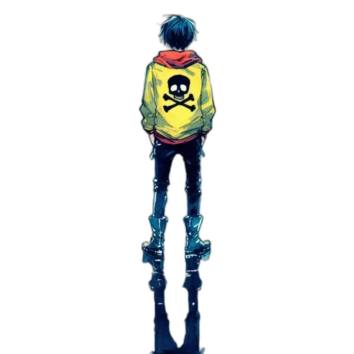 jacket, robot, weapon, pixel art transparent PNG cut-out