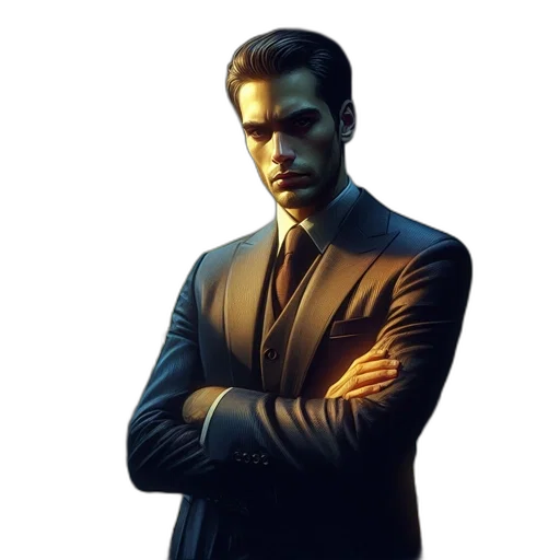 face, staff, jacket, weapon transparent PNG cut-out