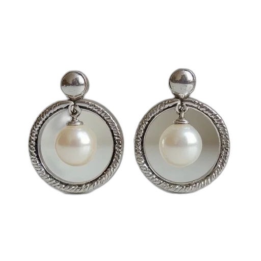 jewelry, pair, silver, earrings transparent PNG cut-out