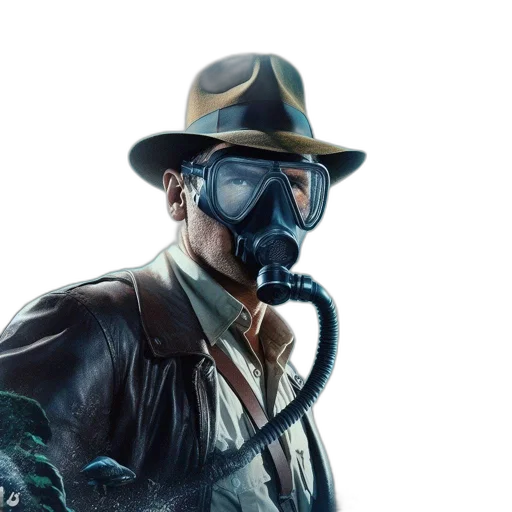 mask, concept art, cyberpunk, underwater transparent PNG cut-out