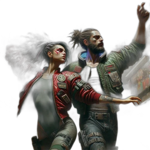 concept art, fantasy art, cyberpunk, comic book art transparent PNG cut-out