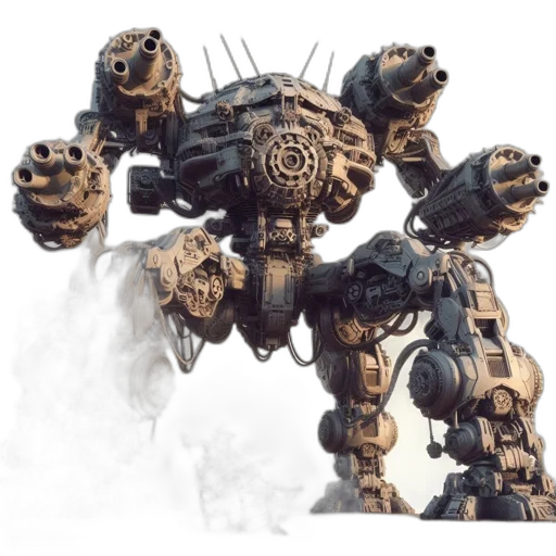 robot, weapon, concept art, 3d render transparent PNG cut-out