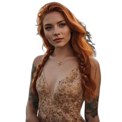 dress, jewelry, dragon, staff transparent PNG cut-out