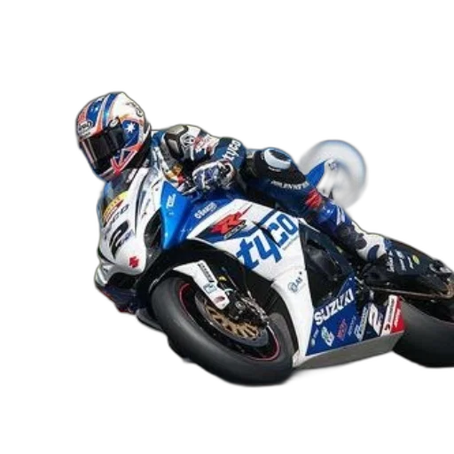motorcycle, racer, blue, white transparent PNG cut-out