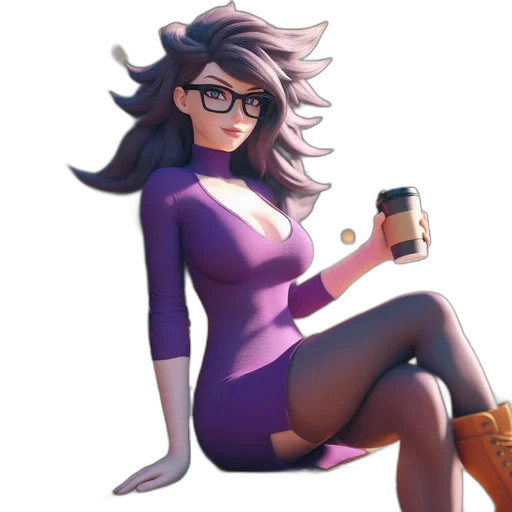 dress, robot, staff, hair transparent PNG cut-out