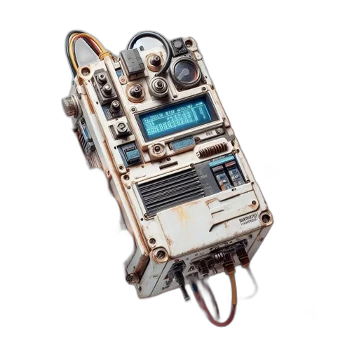 robot, weapon, staff, cyberpunk transparent PNG cut-out