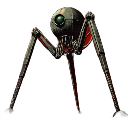 robot, creature, staff, weapon transparent PNG cut-out