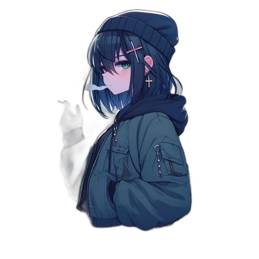 jacket, hat, face, staff transparent PNG cut-out