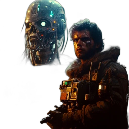 robot, mask, face, jacket transparent PNG cut-out
