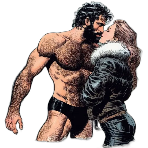 jacket, comic book art, concept art, snow transparent PNG cut-out