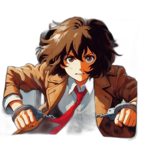 jacket, weapon, staff, face transparent PNG cut-out