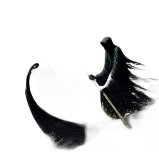 hair, dragon, staff, mask transparent PNG cut-out