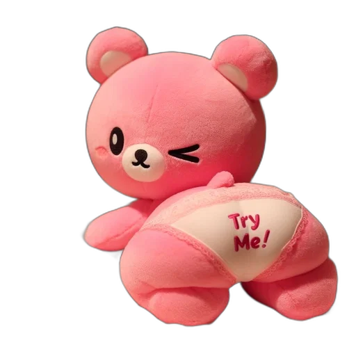 3d render, pink, bear, toy transparent PNG cut-out