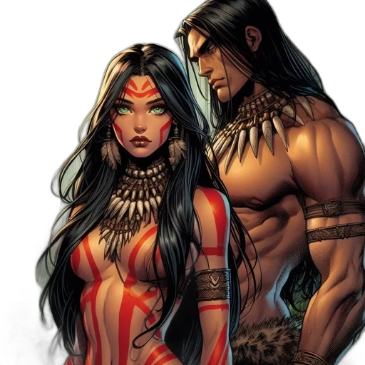 comic book art, fantasy art, concept art, two transparent PNG cut-out