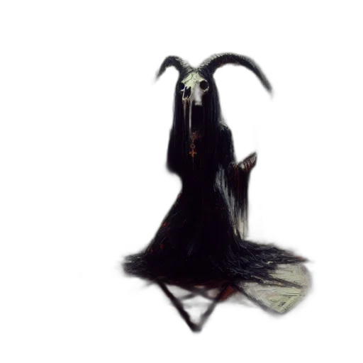 creature, dress, mask, staff transparent PNG cut-out