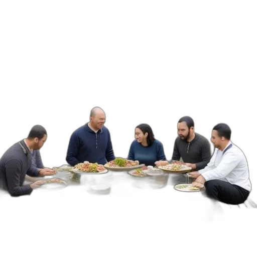 food, staff, six, people transparent PNG cut-out