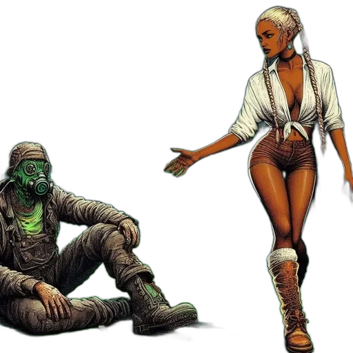concept art, comic book art, fantasy art, cyberpunk transparent PNG cut-out