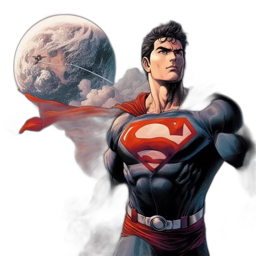 comic book art, concept art, superman, stands transparent PNG cut-out