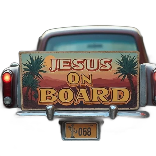car, jesus, board, bumper transparent PNG cut-out