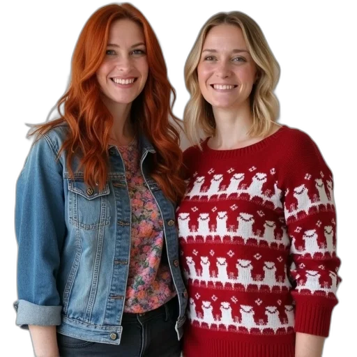 jacket, two, women, standing transparent PNG cut-out